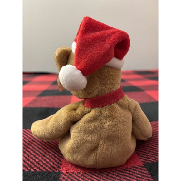 1997 Ty Holiday Teddy Bear 4200 Beanie Baby 9" Brown Christmas Plush Toy - Picture 2 of 8